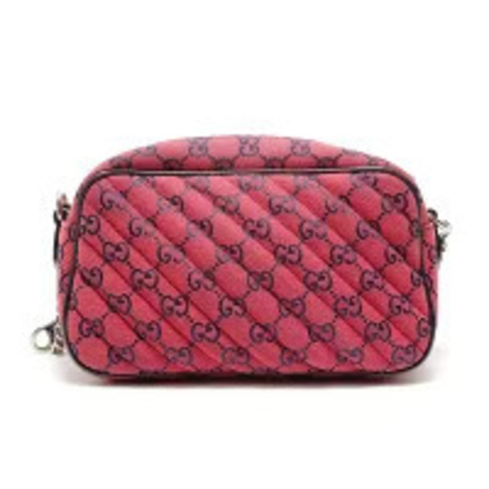 Gucci Marmont Canvas Embroidered Chain Shoulder Bag Red